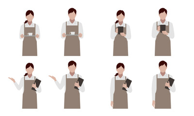 カフェ店員　ポーズ　セット