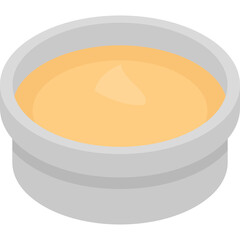 Isometric Metal Bowl Filled With Creamy Yellow Sauce or Dip