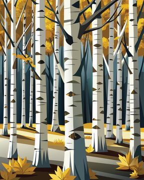 Aspen Tree Trunk Cluster - Fishlake National Forest Vector