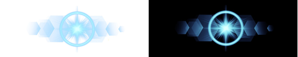 Blue sparkle PNG light burst with glowing beams and luminous rays. Radiant futuristic glow creates a dynamic light composition. Perfect for festive design, disco style, or abstract background visuals.