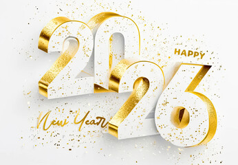 2026 New Year celebration concept with golden numbers and festive design on white background
