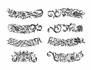 Collection of hand drawn floral ornament