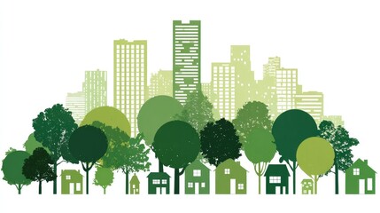 Minimalist 3D city illustration