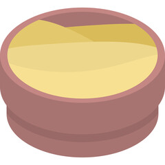 Isometric Round Container Filled With Light Yellow Powder Material On Transparent Background