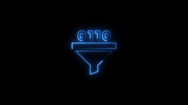 Blue neon outline of a funnel with the word O T O above it on a black background abstract
