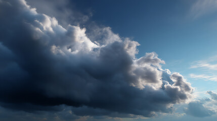 Obraz premium Dark storm clouds gather in a dramatic sky with patches of blue visible, suggesting an impending change in weather or approaching thunderstorm