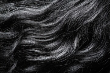 Naklejka premium Close-up of flowing black and gray wavy strands of hair with a smooth and soft texture