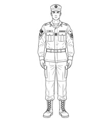 Fototapeta premium Soldier in dress uniform against white background