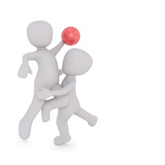 3d man with a red ball