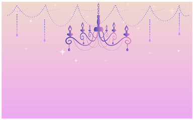 夢かわカラーのシャンデリア装飾背景イラスト素材