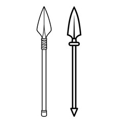 Spears in line art style, black and white