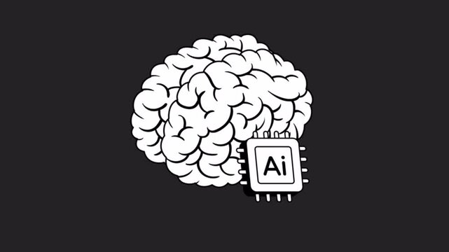 Digital brain symbolizing artificial intelligence Animation Alpha Channel  