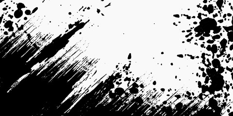 Vector grunge texture. Grunge black and white texture of black brush strokes on white paper or background. A black and white painting with a brush stroke white background. EPS 10