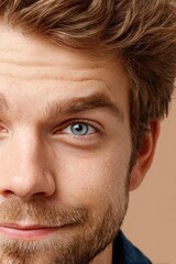 Fototapeta premium With his beard and defined physique, a young man poses confidently for a portrait that embodies the modern style of male grooming and beauty