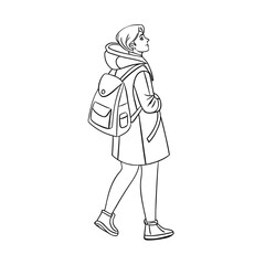 Simple Illustration Person Carrying Backpack