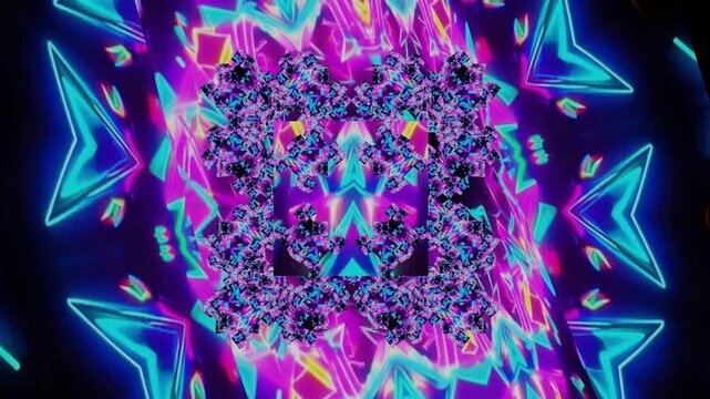 20 seconds HD video seamless animated cube fractals moving about folding screens looping motion graphics screensaver visualiser

