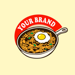 logo featuring a pan of delicious fried rice with a sunny-side-up egg