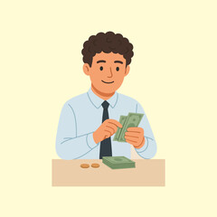 Illustration of a cheerful chef cooking food in a frying pan.