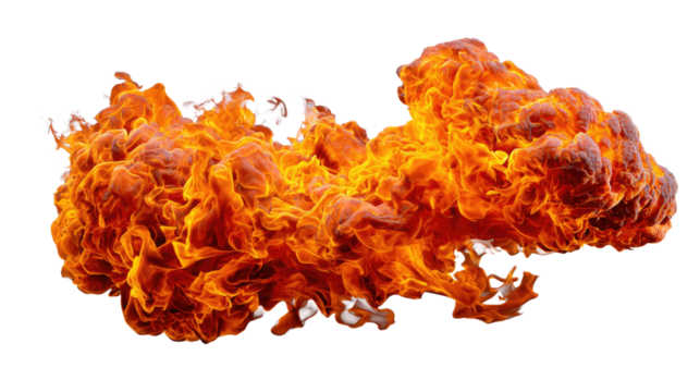 Fiery Blaze: A dynamic display of raw power and vibrant energy, a dramatic cloud of fire billows outwards, creating an arresting visual impact.
