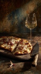 Rustic Alsatian Tarte Flambée - Gourmet French Cuisine Concept