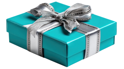 Wrapped Treasure: A beautifully presented gift, adorned with a silvery bow, exudes an air of elegance and anticipation, perfect for any special occasion.