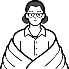 Obraz premium Serious woman in a business attire wearing eyeglasses and a coat, thoughtful with neutral expression