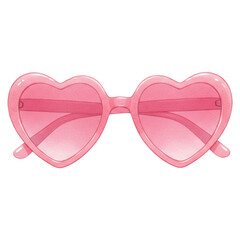 Pink heart shaped sunglasses with gradient lenses isolated watercolor style accessory
