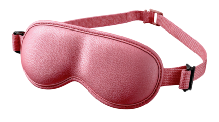 Sleeping Mask: A close-up view presents a soft, rose-colored sleeping mask, promising peaceful rest and relaxation, the intricate design and adjustable straps suggest comfort and ease of use.