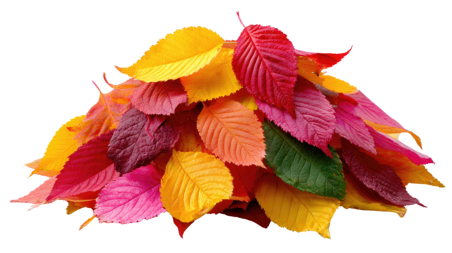 Vibrant Autumnal Foliage: A colorful collection of fallen leaves bursts with the warm hues of autumn, capturing the beauty of seasonal change.