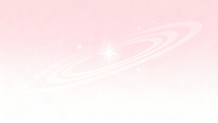 Soft pink gradient background with glowing star and concentric rings