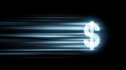 A glowing digital blockchain chain adorned with swift streaks of motion lines represents speedy and convenient online payment and transactions