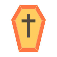 Cartoon Coffin with Cross Halloween Holiday Element Illustration