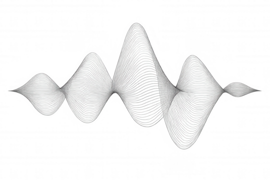 Abstract sound wave visualization representing audio frequency, digital signal, and equalizer waveform art for music and technology transparent background