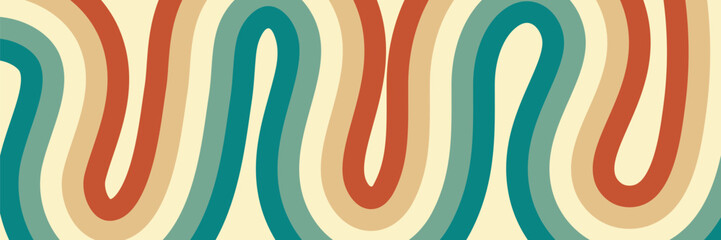 Groovy rainbow stripe pattern in retro style. Vector illustration