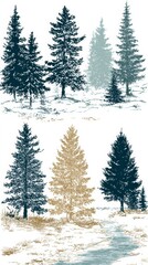 Snow-Covered Pine Tree Illustration