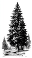 Snow-Covered Pine Tree Illustration