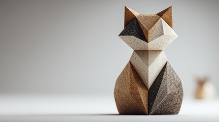 Geometric Origami Cat Sculpture