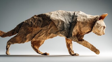 Geometric Origami Cat Sculpture