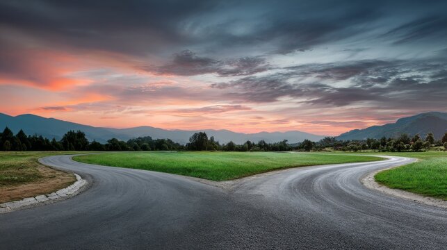 Selecting a path in life and setting forth clear aspirations, analogous to a crossroads branching out into two separate ways with a gorgeous sky above