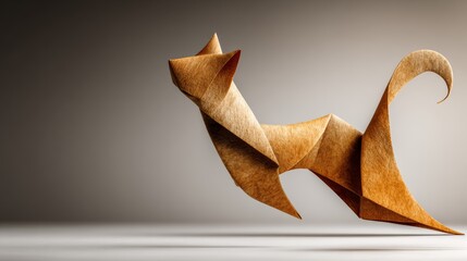 Geometric Origami Cat Sculpture