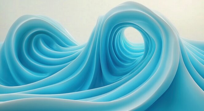 Smooth flowing blue abstract wave shapes with soft gradients creating a continuous loop pattern evoking calmness and fluid motion