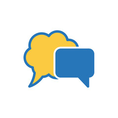 Colorful speech bubble and conversation chat icon isolated on a green screen for easy video compositing and design