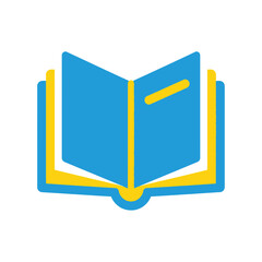 Open Book Icon in Blue and Yellow | Symbolizing Knowledge and Learning, best for green screen
