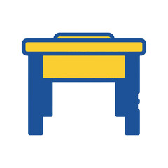 Vector graphic of a simple workstation desk in blue and yellow isolated for green screen compositing whisk_zqi3w4 style design