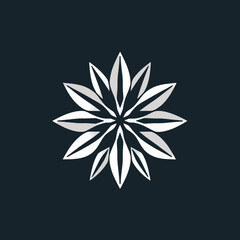 Obraz premium A symmetrical, stylized floral design featuring overlapping, pointed petals in white.