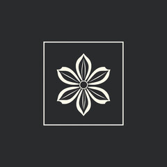 Elegant floral design featuring a symmetrical flower within a square frame.
