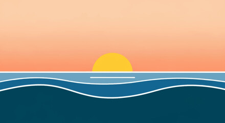 Sunset over the ocean with waves and a beautiful sky.