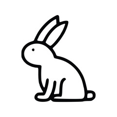 A black and white rabbit illustration. line icon editable stroke