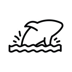 A dolphin breaching water. line icon editable stroke
