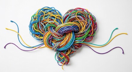 Colorful Threads Tied in a Heart Shape